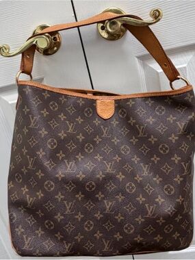 Louis Vuitton Monogram Canvas Shoulder Hobo in Brown and Tan